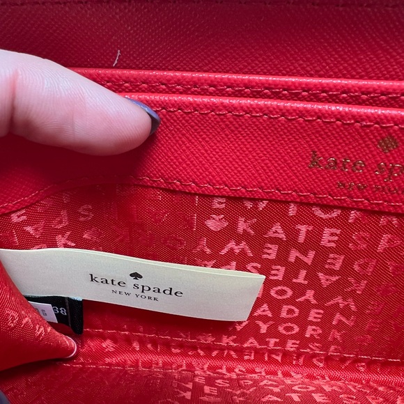 NWT Kate Spade Red Wallet - Large - Picture 3 of 9